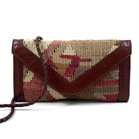 Vintage Handbags - ❌SOLD❌ VTG hand made Turkish wool and leather wallet bag